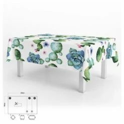 ORYX Mantel Hule Rectangular Cactus Impermeable Antimanchas Pvc 140x250 Cm. Recortable Uso Interior Y Exterior