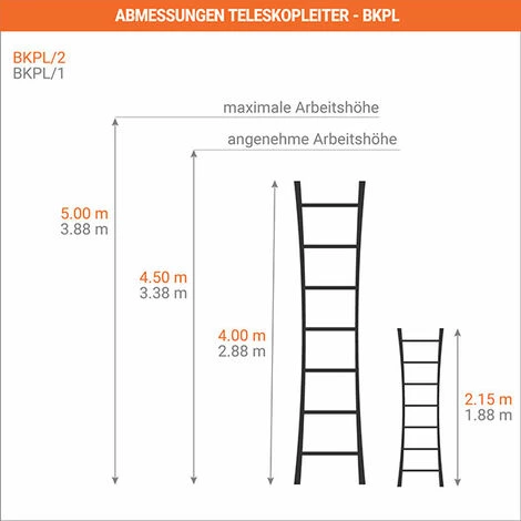 LEITER EXPERTEN - MATISERE Teleskopleiter 2.88m Lang - 4x3 Sprossen - Fußverlängerungen - BKPL/1/BR 2 LEITER EXPERTEN - MATISERE Teleskopleiter 2.88m Lang - 4x3 Sprossen - Fußverlängerungen - BKPL/1/BR – Bild 2