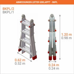 LEITER EXPERTEN - MATISERE Teleskopleiter 2.88m Lang - 4x3 Sprossen - Fußverlängerungen - BKPL/1/BR 8 LEITER EXPERTEN - MATISERE Teleskopleiter 2.88m Lang - 4x3 Sprossen - Fußverlängerungen - BKPL/1/BR -Leitern Verkaufsladen 64025302 4