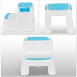 MINKUROW Kindertritthocker, Kindertritthocker, Kleiner Kunststoffhocker, 2-stufiger Rutschfester Kleinkindtritthocker Für Töpfchentraining / Bad / Küche Blau -Leitern Verkaufsladen 64523235 5