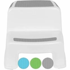MINKUROW Kinder-Tritthocker, Kinder-Tritthocker, Kleiner Kunststoffhocker, Rutschfester 2-Stufen-Tritthocker Für Kleinkinder Für Töpfchentraining/Bad/Küche