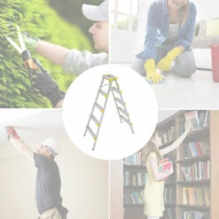 XUNDD Klappleiter, Aluminium Leichte Trittleiter, Doppelseitig Eine Trittleiter Klappbarer Tritthocker Mit Rutschfestem Breitem Pedal Perfekt Für Küche Und Haushalt (5-Stufen-Leiter) -Leitern Verkaufsladen 64846957 5