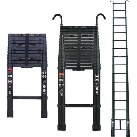 DAY PLUS 6.2M Teleskopleiter Mit Haken, Aluminium Ausziehleiter Rutschfester Klappleiter Mehrzweckleiter Aus Hochwertiges Aluminium 1 DAY PLUS 6.2M Teleskopleiter Mit Haken, Aluminium Ausziehleiter Rutschfester Klappleiter Mehrzweckleiter Aus Hochwertiges Aluminium