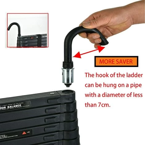 DAY PLUS Aluminium-Teleskopleiter Mit Haken 6.2m 15 Stufen Teleskop Gerade Leiter Platzsparende En 131 Zertifikat Maximale Last 150Kg Für Fensterreinigung Gebäude Wartungsaufgaben, Schwarz 3 DAY PLUS Aluminium-Teleskopleiter Mit Haken 6.2m 15 Stufen Teleskop Gerade Leiter Platzsparende En 131 Zertifikat Maximale Last 150Kg Für Fensterreinigung Gebäude Wartungsaufgaben, Schwarz – Bild 3