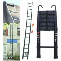 DAY PLUS Aluminium-Teleskopleiter Mit Haken 6.2m 15 Stufen Teleskop Gerade Leiter Platzsparende En 131 Zertifikat Maximale Last 150Kg Für Fensterreinigung Gebäude Wartungsaufgaben, Schwarz 8 DAY PLUS Aluminium-Teleskopleiter Mit Haken 6.2m 15 Stufen Teleskop Gerade Leiter Platzsparende En 131 Zertifikat Maximale Last 150Kg Für Fensterreinigung Gebäude Wartungsaufgaben, Schwarz -Leitern Verkaufsladen 64848066 4