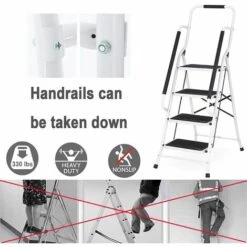DAY PLUS Trittleiter Klappbar 4 Stufen, Stahl Klappstufen Mit Handlauf, Anti-rutschfest Haushaltstritt Stehleiter Stabile Leiter Klappleiter Klapptritt Hocker Für Haus Und Küche, Bis 150KG Belastbar 7 DAY PLUS Trittleiter Klappbar 4 Stufen, Stahl Klappstufen Mit Handlauf, Anti-rutschfest Haushaltstritt Stehleiter Stabile Leiter Klappleiter Klapptritt Hocker Für Haus Und Küche, Bis 150KG Belastbar -Leitern Verkaufsladen 65382342 3