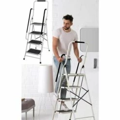 DAY PLUS Trittleiter Klappbar 4 Stufen, Stahl Klappstufen Mit Handlauf, Anti-rutschfest Haushaltstritt Stehleiter Stabile Leiter Klappleiter Klapptritt Hocker Für Haus Und Küche, Bis 150KG Belastbar 8 DAY PLUS Trittleiter Klappbar 4 Stufen, Stahl Klappstufen Mit Handlauf, Anti-rutschfest Haushaltstritt Stehleiter Stabile Leiter Klappleiter Klapptritt Hocker Für Haus Und Küche, Bis 150KG Belastbar -Leitern Verkaufsladen 65382342 4