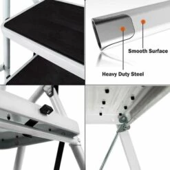 DAY PLUS Trittleiter 3 Stufen Klappbar, 3 Stufen Trittstufe Klappleiter Mit Handlauf Trittleiter, Trittleiter Stabil Stahl Tritt Stufe Leiter, Stufenleiter Haushaltsleiter Für Zuhause/Küche/Garage 7 DAY PLUS Trittleiter 3 Stufen Klappbar, 3 Stufen Trittstufe Klappleiter Mit Handlauf Trittleiter, Trittleiter Stabil Stahl Tritt Stufe Leiter, Stufenleiter Haushaltsleiter Für Zuhause/Küche/Garage -Leitern Verkaufsladen 65382344 3