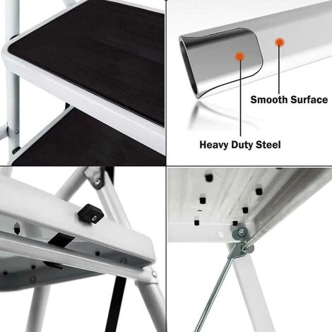 DAY PLUS Trittleiter 3 Stufen Klappbar, 3 Stufen Trittstufe Klappleiter Mit Handlauf Trittleiter, Trittleiter Stabil Stahl Tritt Stufe Leiter, Stufenleiter Haushaltsleiter Für Zuhause/Küche/Garage 3 DAY PLUS Trittleiter 3 Stufen Klappbar, 3 Stufen Trittstufe Klappleiter Mit Handlauf Trittleiter, Trittleiter Stabil Stahl Tritt Stufe Leiter, Stufenleiter Haushaltsleiter Für Zuhause/Küche/Garage – Bild 3