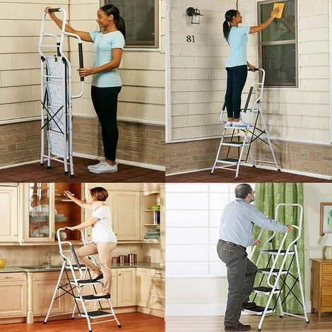 DAY PLUS Trittleiter 3 Stufen Klappbar, 3 Stufen Trittstufe Klappleiter Mit Handlauf Trittleiter, Trittleiter Stabil Stahl Tritt Stufe Leiter, Stufenleiter Haushaltsleiter Für Zuhause/Küche/Garage 4 DAY PLUS Trittleiter 3 Stufen Klappbar, 3 Stufen Trittstufe Klappleiter Mit Handlauf Trittleiter, Trittleiter Stabil Stahl Tritt Stufe Leiter, Stufenleiter Haushaltsleiter Für Zuhause/Küche/Garage – Bild 4