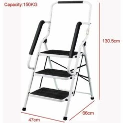 DAY PLUS Trittleiter 3 Stufen, Schwerlast Leiter Haushalt | Stahl | Klappbar, Bis 150 KG, Für Zu Hause/ Büro /Küche 8 DAY PLUS Trittleiter 3 Stufen, Schwerlast Leiter Haushalt | Stahl | Klappbar, Bis 150 KG, Für Zu Hause/ Büro /Küche -Leitern Verkaufsladen 65382740 4