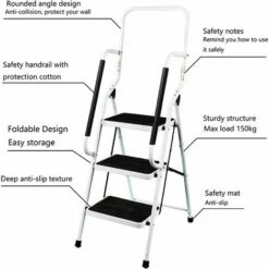 DAY PLUS Neu Trittleiter Klappbar 3 Stufen, Stahl Klappstufen Mit Handlauf, Anti-rutschfest Haushaltstritt Stehleiter Stabile Leiter Klappleiter Klapptritt Hocker Für Haus Und Küche, Bis 150KG Belastbar 7 DAY PLUS Neu Trittleiter Klappbar 3 Stufen, Stahl Klappstufen Mit Handlauf, Anti-rutschfest Haushaltstritt Stehleiter Stabile Leiter Klappleiter Klapptritt Hocker Für Haus Und Küche, Bis 150KG Belastbar -Leitern Verkaufsladen 65383313 3