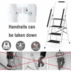 DAY PLUS Neu Trittleiter Klappbar 3 Stufen, Stahl Klappstufen Mit Handlauf, Anti-rutschfest Haushaltstritt Stehleiter Stabile Leiter Klappleiter Klapptritt Hocker Für Haus Und Küche, Bis 150KG Belastbar 9 DAY PLUS Neu Trittleiter Klappbar 3 Stufen, Stahl Klappstufen Mit Handlauf, Anti-rutschfest Haushaltstritt Stehleiter Stabile Leiter Klappleiter Klapptritt Hocker Für Haus Und Küche, Bis 150KG Belastbar -Leitern Verkaufsladen 65383313 5