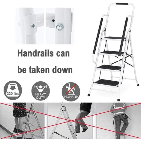 DAY PLUS Neu Trittleiter Klappbar 3 Stufen, Stahl Klappstufen Mit Handlauf, Anti-rutschfest Haushaltstritt Stehleiter Stabile Leiter Klappleiter Klapptritt Hocker Für Haus Und Küche, Bis 150KG Belastbar 5 DAY PLUS Neu Trittleiter Klappbar 3 Stufen, Stahl Klappstufen Mit Handlauf, Anti-rutschfest Haushaltstritt Stehleiter Stabile Leiter Klappleiter Klapptritt Hocker Für Haus Und Küche, Bis 150KG Belastbar – Bild 5