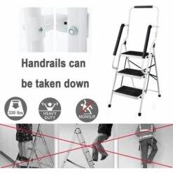 DAY PLUS Trittleiter Klappbar 3 Stufen, Stahl Klappstufen Mit Handlauf, Anti-rutschfest Haushaltstritt Stehleiter Stabile Leiter Klappleiter Klapptritt Hocker Für Haus Und Küche, Bis 150KG Belastbar 9 DAY PLUS Trittleiter Klappbar 3 Stufen, Stahl Klappstufen Mit Handlauf, Anti-rutschfest Haushaltstritt Stehleiter Stabile Leiter Klappleiter Klapptritt Hocker Für Haus Und Küche, Bis 150KG Belastbar -Leitern Verkaufsladen 65383318 5