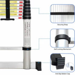 JN.SONGS Teleskopleiter Klappleiter Multifunktionale Aluminium Schiebeleiter Maximale Belastung: 150 Kg - 3.8 M (1.9 M + 1.9 M) -Leitern Verkaufsladen 65860866 3