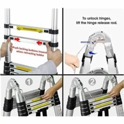 JN.SONGS Teleskopleiter Klappleiter Multifunktionale Aluminium Schiebeleiter Maximale Belastung: 150 Kg - 3.8 M (1.9 M + 1.9 M) -Leitern Verkaufsladen 65860866 4