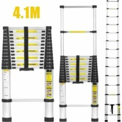 DYHF Alu Teleskopleiter Mehrzweckleitern Klappleiter Teleskopleiter Anlegeleiter Ausziehleiter 4,1M