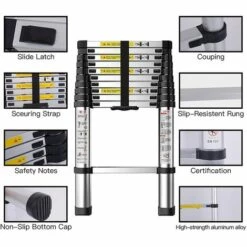 DYHF Alu Teleskopleiter Mehrzweckleitern Klappleiter Teleskopleiter Anlegeleiter Ausziehleiter 4,1M -Leitern Verkaufsladen 66650211 3