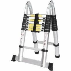 FREOSEN Teleskopleiter 5 M (2,5 M + 2,5 M) Tragbare Klappleiter Aluminium-Stehleiter 16 Sprossen Max. Belastung 150 Kg -Leitern Verkaufsladen 66797043 3