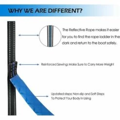 DONTODENT Boots-Strickleiter, Tragbare Boots-Strickleiter-Verlängerungs-Angel-Strickleiter Für Schlauchboote, Kajak – Blau 3 Step -Leitern Verkaufsladen 66993525 3