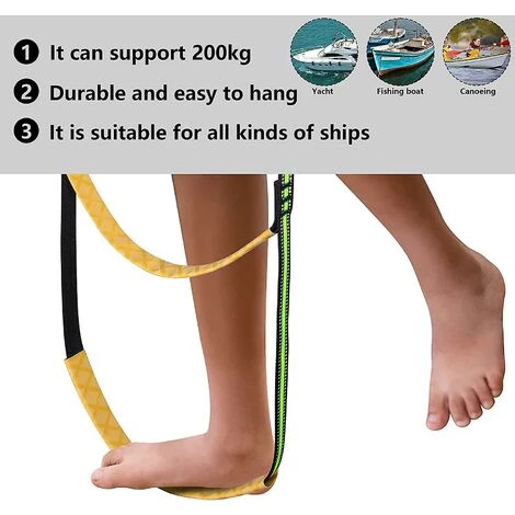 DONTODENT Boots-Strickleiter, Tragbare Boots-Strickleiter-Verlängerungs-Angel-Strickleiter Für Schlauchboote, Kajak – Gelb 5 Step 4 DONTODENT Boots-Strickleiter, Tragbare Boots-Strickleiter-Verlängerungs-Angel-Strickleiter Für Schlauchboote, Kajak – Gelb 5 Step – Bild 4