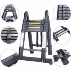 STOMO 5M Aluminium Teleskop-Mehrzweckleiter Rutschfester Aluleiter Klappleiter Für Haus Werkstatt 150 Kg Belastbarkeit (2,5+2,5M) 7 STOMO 5M Aluminium Teleskop-Mehrzweckleiter Rutschfester Aluleiter Klappleiter Für Haus Werkstatt 150 Kg Belastbarkeit (2,5+2,5M) -Leitern Verkaufsladen 67021805 3