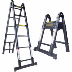 STOMO 5M Aluminium Teleskop-Mehrzweckleiter Rutschfester Aluleiter Klappleiter Für Haus Werkstatt 150 Kg Belastbarkeit (2,5+2,5M) 8 STOMO 5M Aluminium Teleskop-Mehrzweckleiter Rutschfester Aluleiter Klappleiter Für Haus Werkstatt 150 Kg Belastbarkeit (2,5+2,5M) -Leitern Verkaufsladen 67021805 4