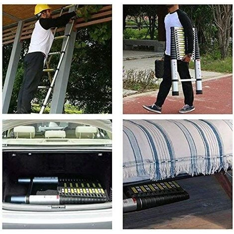 STOMO 2M Teleskopleiter Alu Klappleiter Multifunktionsleiter Für Dachboden Kletterdach Baujob 150 Kg Belastbarkeit Schwarz 4 STOMO 2M Teleskopleiter Alu Klappleiter Multifunktionsleiter Für Dachboden Kletterdach Baujob 150 Kg Belastbarkeit Schwarz – Bild 4