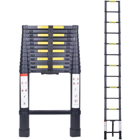 STOMO 3,8M Teleskop-Leiter Aus Aluminium Tragbar Zusammenklappbar Ausziehleiter Mehrzweckleiter 150 Kg Belastbarkeit 1 STOMO 3,8M Teleskop-Leiter Aus Aluminium Tragbar Zusammenklappbar Ausziehleiter Mehrzweckleiter 150 Kg Belastbarkeit