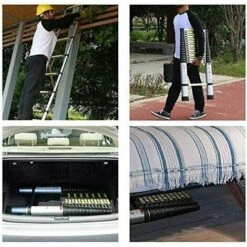 STOMO 5M Teleskopleiter Alu Klappleiter Multifunktionsleiter Für Dachboden Kletterdach Baujob 150 Kg Belastbarkeit Schwarz -Leitern Verkaufsladen 67021822 4