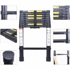 STOMO 2,6M Teleskop-Leiter Aus Aluminium Tragbar Zusammenklappbar Ausziehleiter Mehrzweckleiter 150 Kg Belastbarkeit -Leitern Verkaufsladen 67021878 3