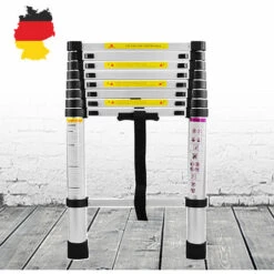 UISEBRT Teleskopleiter Aluminium, Ausziehleiter Multifunktionsleiter Alu-Teleskopleiter Rutschfester Mehrzweckleiter Stehleiter Aluleiter 150 Kg Belastbarkeit, Silber