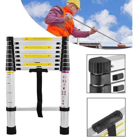 UISEBRT Teleskopleiter Aluminium, Ausziehleiter Multifunktionsleiter Alu-Teleskopleiter Rutschfester Mehrzweckleiter Stehleiter Aluleiter 150 Kg Belastbarkeit, Silber 2 UISEBRT Teleskopleiter Aluminium, Ausziehleiter Multifunktionsleiter Alu-Teleskopleiter Rutschfester Mehrzweckleiter Stehleiter Aluleiter 150 Kg Belastbarkeit, Silber – Bild 2