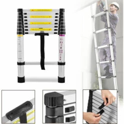 UISEBRT Teleskopleiter Aluminium, Ausziehleiter Multifunktionsleiter Alu-Teleskopleiter Rutschfester Mehrzweckleiter Stehleiter Aluleiter 150 Kg Belastbarkeit, Silber 7 UISEBRT Teleskopleiter Aluminium, Ausziehleiter Multifunktionsleiter Alu-Teleskopleiter Rutschfester Mehrzweckleiter Stehleiter Aluleiter 150 Kg Belastbarkeit, Silber -Leitern Verkaufsladen 67332042 3