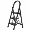 JN.SONGS Trittleiter Aus Aluminium 3 Stufen Klapptritt Mit Rutschfesten Füßen, Belastbar Bis 150 Kg, Schwarz