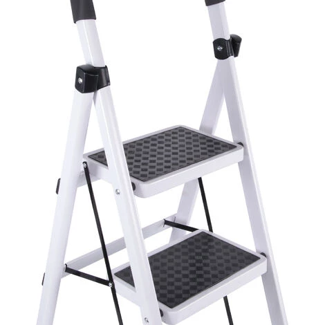 JN.SONGS Trittleiter 3 Stufen Leiter Klapptritt Aus Aluminiu Mit Rutschfesten Füßen Belastbar Bis 150 Kg, Weiß 3 JN.SONGS Trittleiter 3 Stufen Leiter Klapptritt Aus Aluminiu Mit Rutschfesten Füßen Belastbar Bis 150 Kg, Weiß – Bild 3