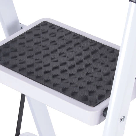 JN.SONGS Trittleiter 3 Stufen Leiter Klapptritt Aus Aluminiu Mit Rutschfesten Füßen Belastbar Bis 150 Kg, Weiß 4 JN.SONGS Trittleiter 3 Stufen Leiter Klapptritt Aus Aluminiu Mit Rutschfesten Füßen Belastbar Bis 150 Kg, Weiß – Bild 4