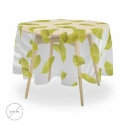 ORYX Mantel Hule Redondo Hojas Transparente Impermeable Antimanchas Pvc Ø 140 Cm. Uso Interior Y Exterior