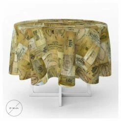 ORYX Mantel Hule Redondo Tablones Vino Impermeable Antimanchas Pvc Ø 140 Cm. Uso Interior Y Exterior