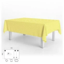 ORYX Mantel Hule Rectangular Rombos Amarillos Impermeable Antimanchas Pvc 140x250 Cm. Recortable Uso Interior Y Exterior