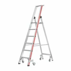 Hymer Stufenstehleiter Mit Plattform Und Rollen, Einseitig Begehbar 6 Stufen