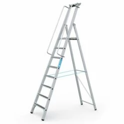 Zarges Gebördelte Stehleiter Meistertritt S Mit Großer Plattform Und Ablage 8 Stufen