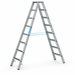 Zarges Gebördelte Stufen-Stehleiter R13step-B Eloxiert 2x8 Stufen