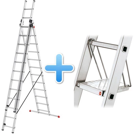 Hailo HobbyStep Combi Kombileiter 3x12 Sprossen Inkl. Tritt 1 Hailo HobbyStep Combi Kombileiter 3x12 Sprossen Inkl. Tritt