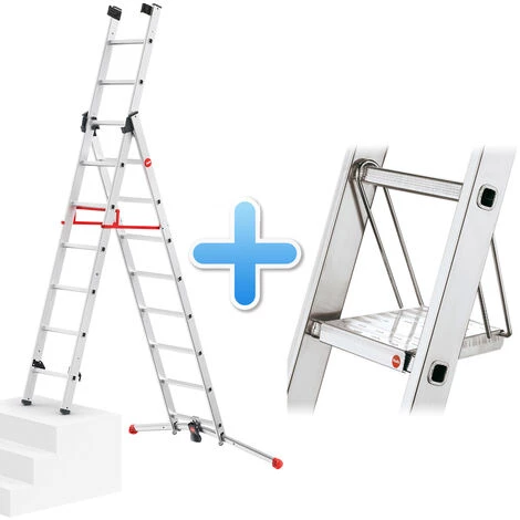 Hailo ProfiLOT Kombileiter 2x9 + 1x8 Sprossen Inkl. Tritt 1 Hailo ProfiLOT Kombileiter 2x9 + 1x8 Sprossen Inkl. Tritt