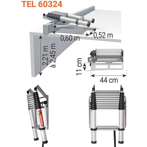 LEITER EXPERTEN - MATISERE Teleskop-Dachbodentreppe - Höhe Von 2,31 Bis 2,57m - TEL-60324 2 LEITER EXPERTEN - MATISERE Teleskop-Dachbodentreppe - Höhe Von 2,31 Bis 2,57m - TEL-60324 – Bild 2