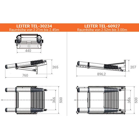 LEITER EXPERTEN - MATISERE Teleskop-Dachbodentreppe - Höhe Von 2,31 Bis 2,57m - TEL-60324 4 LEITER EXPERTEN - MATISERE Teleskop-Dachbodentreppe - Höhe Von 2,31 Bis 2,57m - TEL-60324 – Bild 4