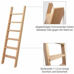 LEITER EXPERTEN - MATISERE Stufenleiter Aus Edelholz 50cm Breit, 1,20m Lang, Mit 11,5cm Stufentiefe, Rutschfest, Traglast 150kg - BSMEU-125 -Leitern Verkaufsladen 9752242 5