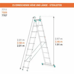 LEITER EXPERTEN - MATISERE Treppenstehleiter 2-teilig 2,01m 2x7 Optimal Zum Absenkungs-und Stufenausgleich - 7707 7 LEITER EXPERTEN - MATISERE Treppenstehleiter 2-teilig 2,01m 2x7 Optimal Zum Absenkungs-und Stufenausgleich - 7707 -Leitern Verkaufsladen 9752296 3